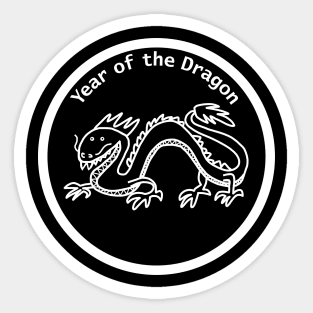 Year of the Dragon White Line Sticker